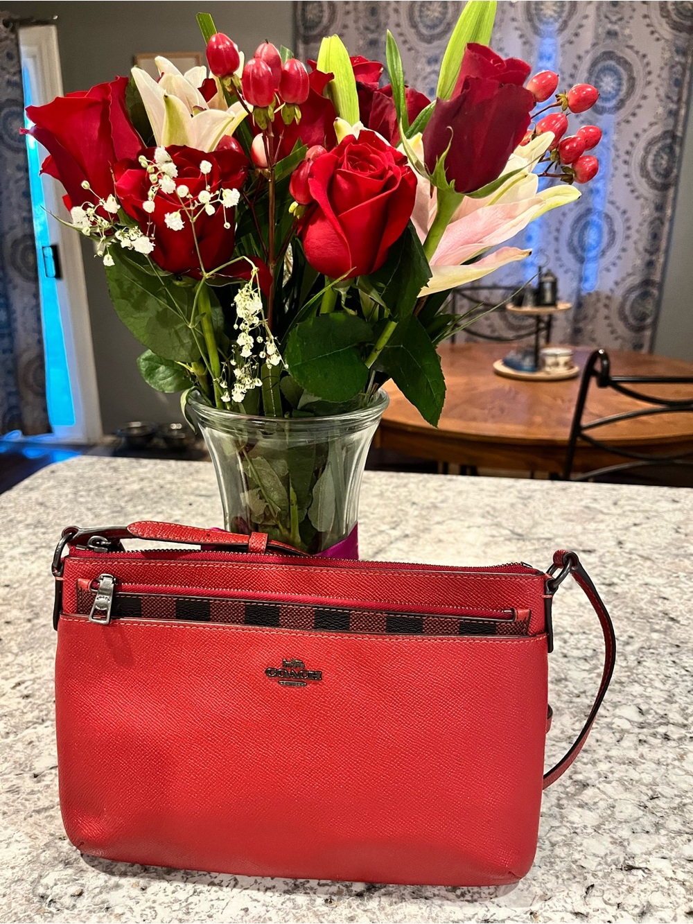 Coach East/West Crossbody With Pop Up Pouch Gingham Print